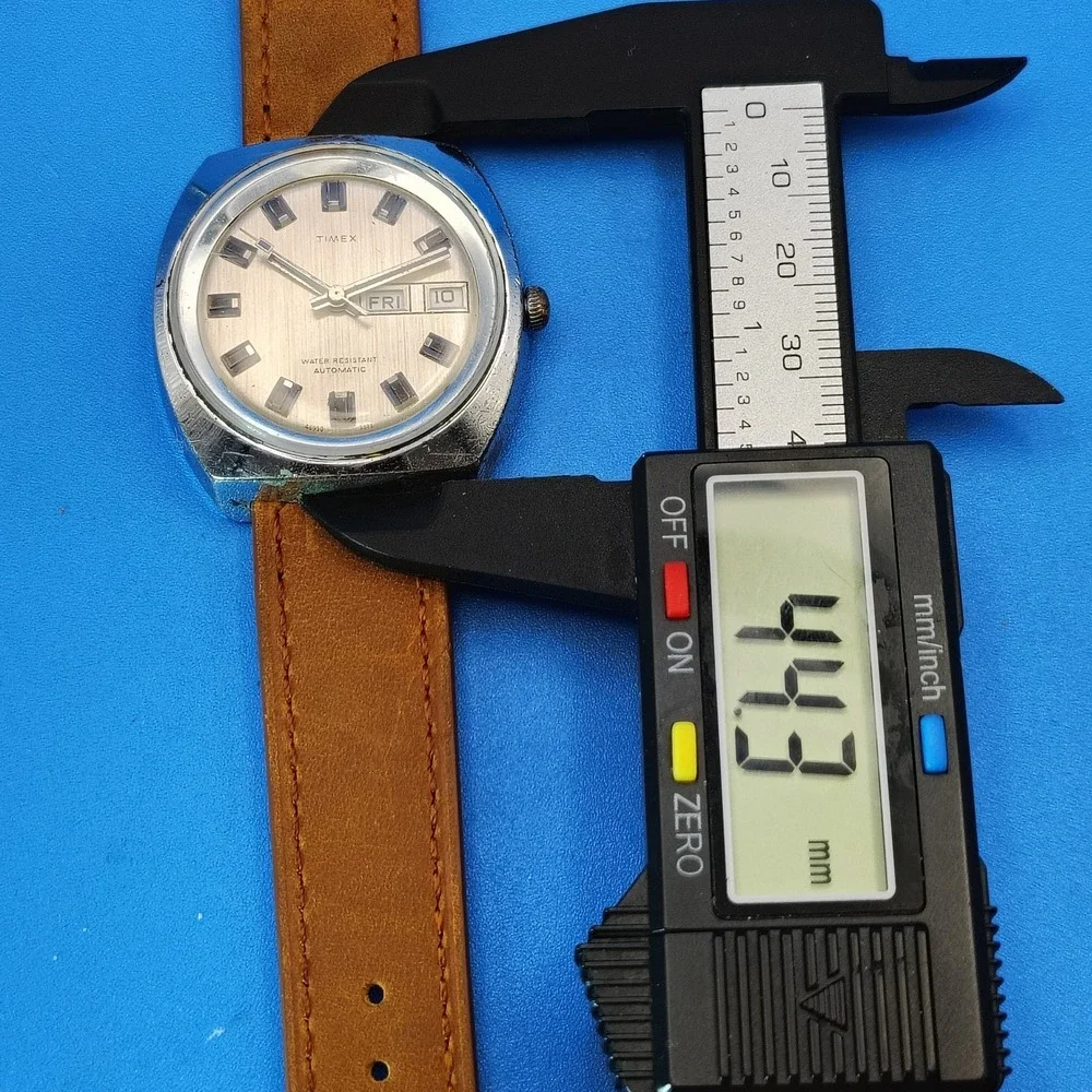 Vintage 1973 Timex Viscount Day-Date 44mm Mens Automatic Watch Restored